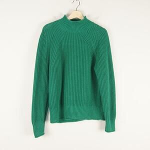 J Crew Relaxed Rollneck Green Knit 100% Cotton Sweater Womens Sz L